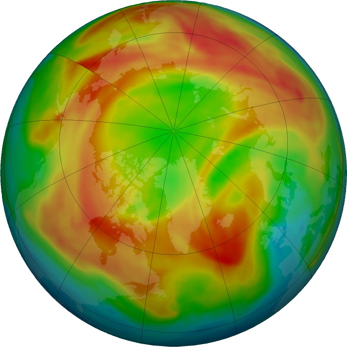 Arctic ozone map for 24 February 2021